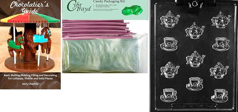 Cybrtrayd D100 Bite Size Tea Pots and Bite Size Demi Tasse Cup Chocolate Candy Mold with Exclusive Cybrtrayd Copyrighted... N9