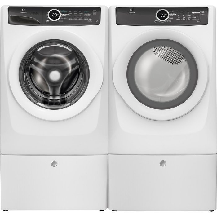 Electrolux Front Load Washer and Electric Dryer Set with pedestals EFLW417SIW and EFME417SIW and EPWD157SIW