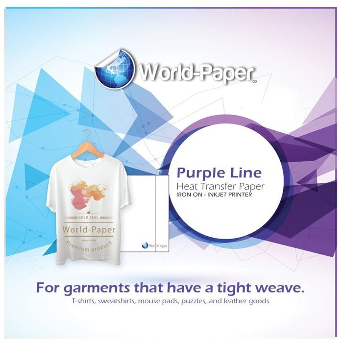 Inkjet Iron-On Heat Transfer Paper or Light fabric - Purple Line - 50 Sheets - 8.5" x 11"