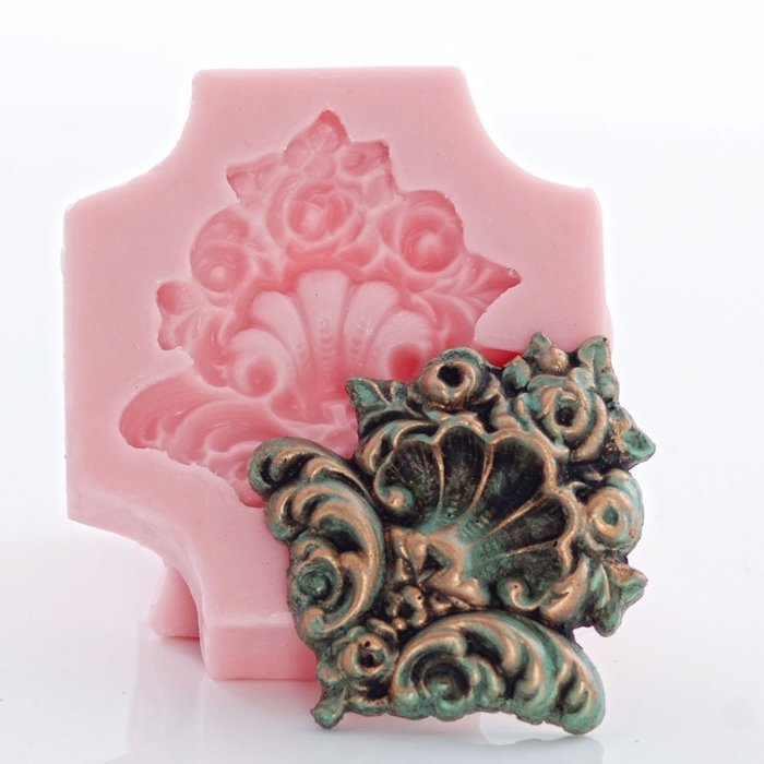 Medallion Scroll Work Silicone Mold Food Safe Fondant, Chocolate, Candy, Cream Cheese Mint, Resin, Polymer Clay...