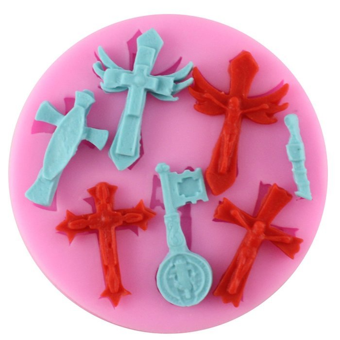Mujiang 4-Capacity Cross Silicone Clay Fimo Sugarcraft Candy Fondant Molds N21