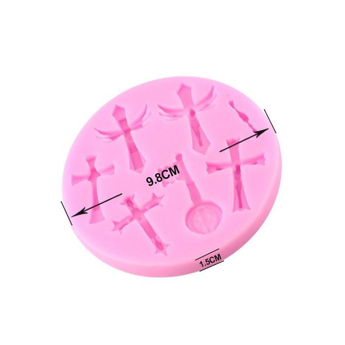 Mujiang 4-Capacity Cross Silicone Clay Fimo Sugarcraft Candy Fondant Molds N22