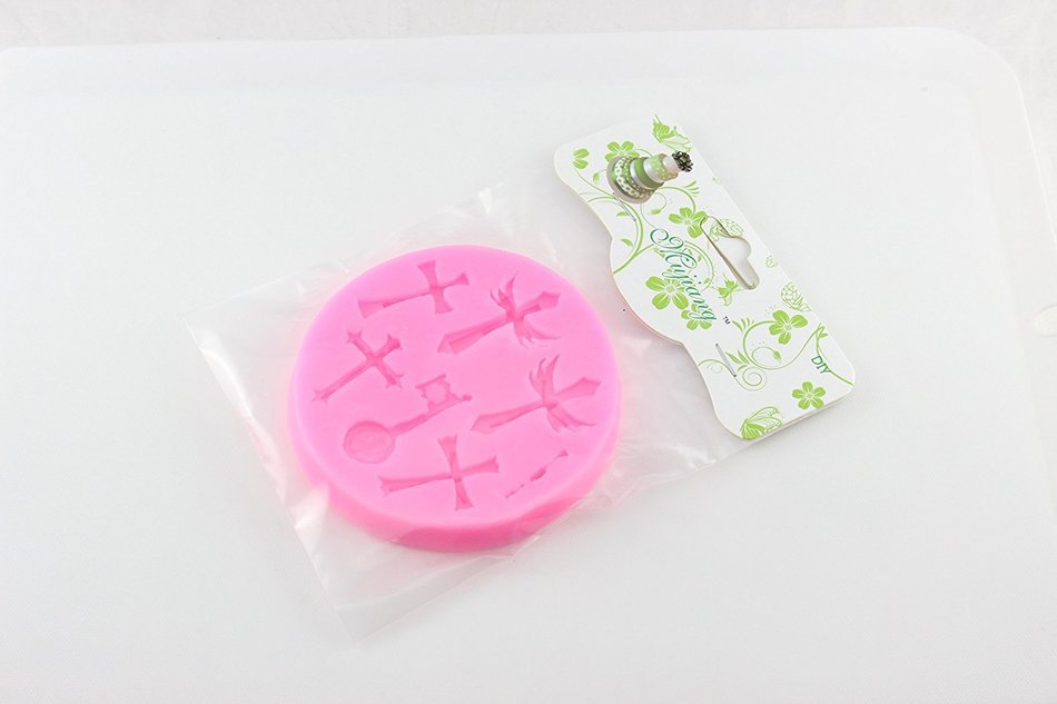 Mujiang 4-Capacity Cross Silicone Clay Fimo Sugarcraft Candy Fondant Molds N23
