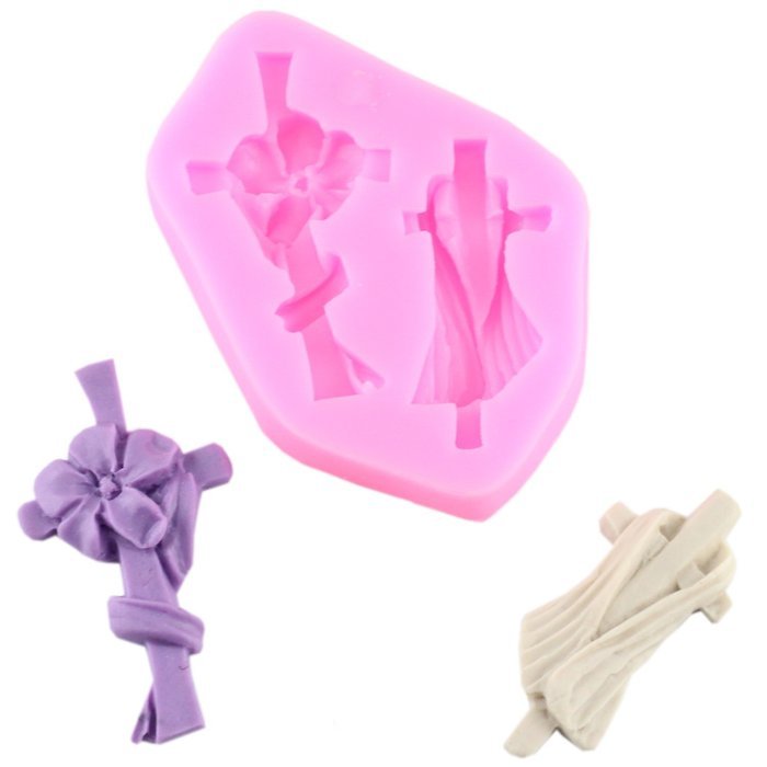 Mujiang 4-Capacity Cross Silicone Clay Fimo Sugarcraft Candy Fondant Molds N29