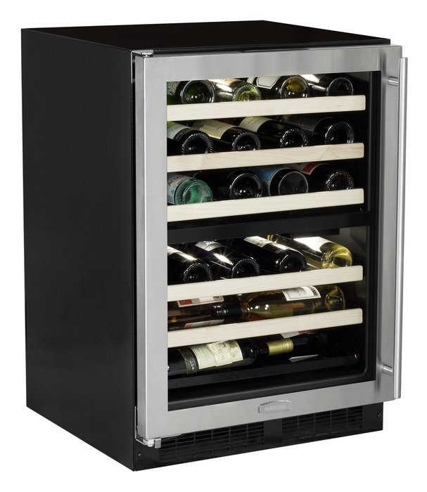 Marvel 30WCM-BS-G-R 15-Inch Wide Under Counter Wine Cellar Black Cabinet Glass and Stainless Steel Door