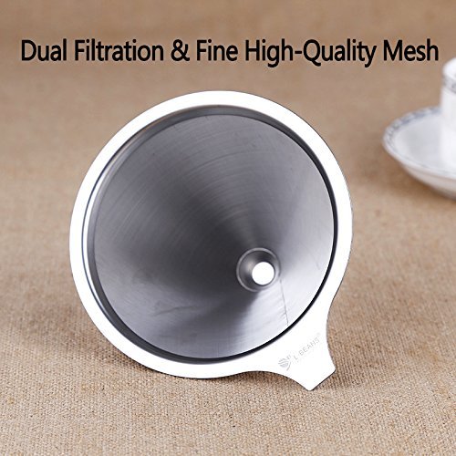 Coffee Dripper Stainless Steel with Double Layer Fine Mesh-Premium Pour Over Cone & Stand Reusable Pour Over Permanent... N5