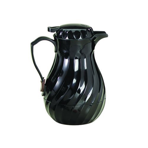 Tablecraft (272) 20 oz Black Plastic Swirl Decanter w/Thumb Press