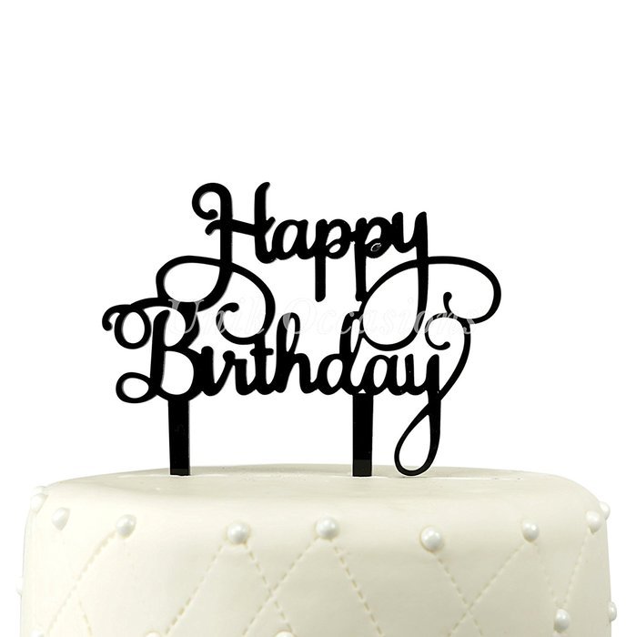 Unik Occasions Happy Birthday Acrylic Cake Topper (Gold Glitter) N2