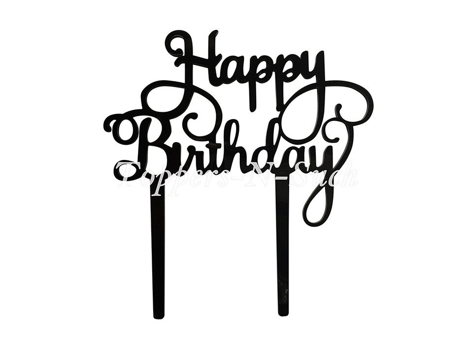 Unik Occasions Happy Birthday Acrylic Cake Topper (Gold Glitter) N3