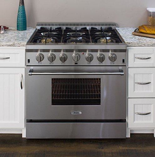 AGA APRO36AGSS 36" Professional Gas Range with RapidBake Convection, Stainless Steel