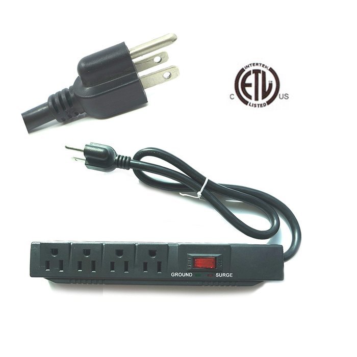 4-Outlets 24 Inch (60 CM) Long Surge-Protected Relocatable Power Tap (FLT4S3-L)