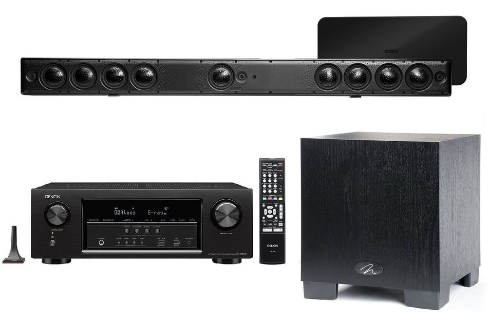 Polk Audio CHT500 AND Denon AVR-S720W A/V Receiver AND Martin Logan Dynamo 300 Subwoofer Bundle