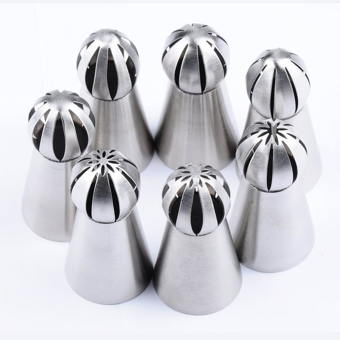Joinor NEW Version 7pcs Set Stainless Steel Sphere Ball Tips Russian Icing Piping Nozzles Tips Pastry Cake Fondant...