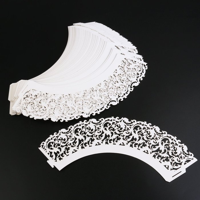 50x Filigree Vine Cupcake Wrapper Case Wedding Birthday Baby Shower Silver