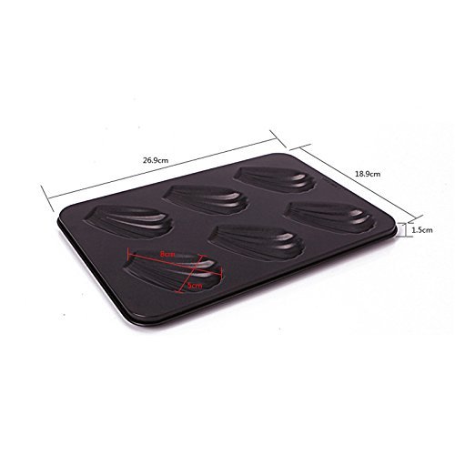 Ezeso 6-Cup Carbon Steel Mini Shell shaped Cake Madeleine Pan Mold N3