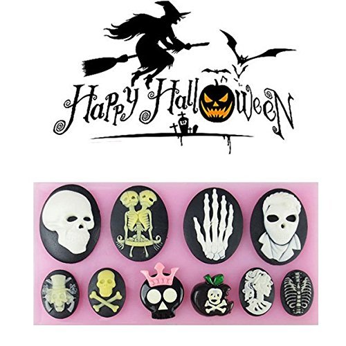 Bluelover 3D Halloween Skull Silicone Cake Mold Fondant Cake Decorating Mold N2