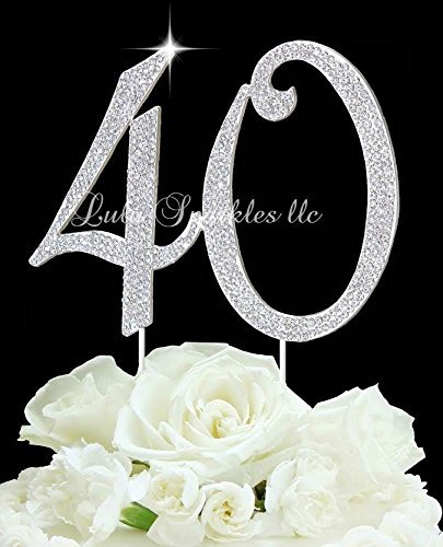 Number "40" Birthday Anniversary Cake Topper Monogram Rhinestone Silhouette genuine Crystals