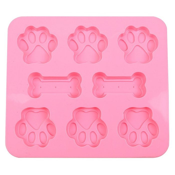 JLHua 8 Cavity Paw Print with Bones Silicone Non Stick Cake Bread Mold Chocolate Jelly Candy Baking Mould N7