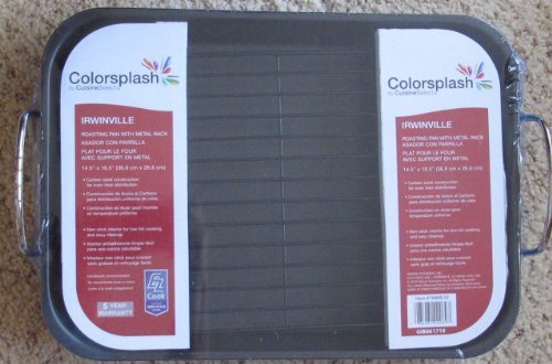 Colorsplash Irwinville NON STICK ROASTING PAN w Metal RACK & Side HANDLES (Blue Color PAN) N2