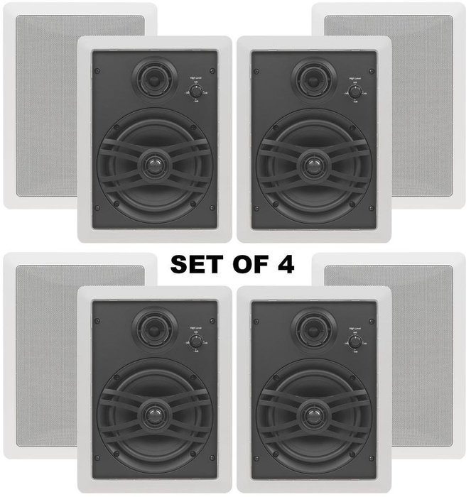 Yamaha Custom Easy-to-install In-Wall Flush Mount 3-Way 150 watts Natural Sound Speaker (Set of 4) with a 1" Swivel...