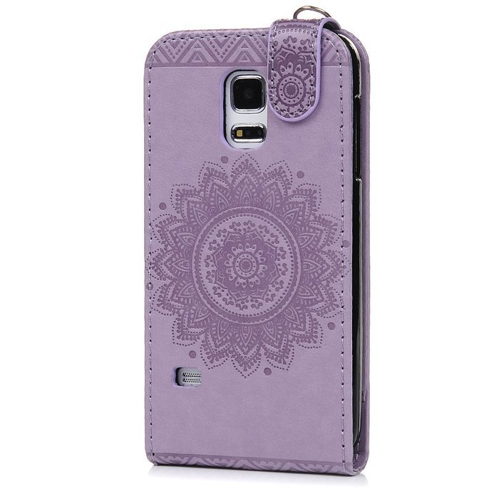 Badalink Galaxy S5 Mini Up-Down Open Folio Flip Case Kickstand Vertical PU Leather Embossed Totem Magnetic Snap... N15