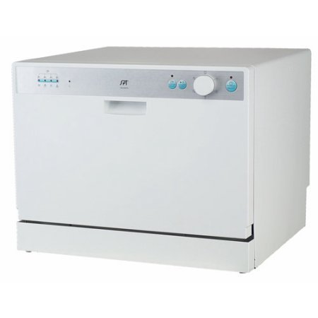 Durable Stainless Steel Interior, Sunpentown Countertop Dishwasher, White