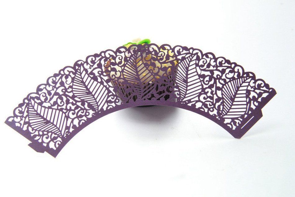 Kuke 24 pcs Seabed Leaf Laser Cut Cupcake Wrappers Cupcake Liners Muffin Container for Baby Shower Baby Birthday... N4