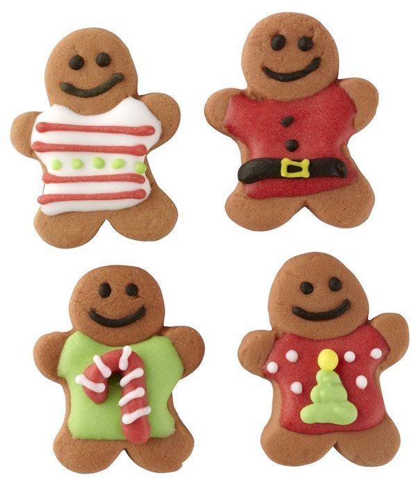 Wilton 710-1172 12 Count Christmas Gingerbread Men with Sweaters Royal Icing Decorations