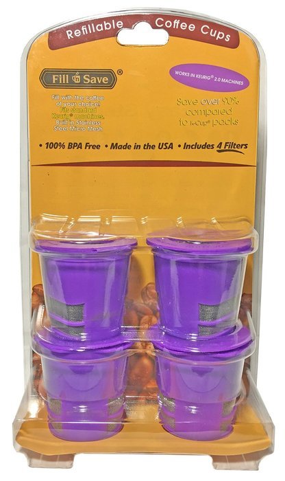 Fill N Save 4 Pack Reusable K-Cups for Keurig 2.0 & Backward Compatible With Original Keurig 1.0 Models. Works... N4