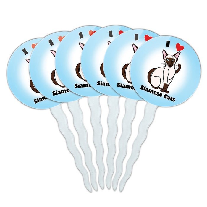 Set of 6 Cupcake Picks Toppers Decoration I Love Heart - Sloths N5