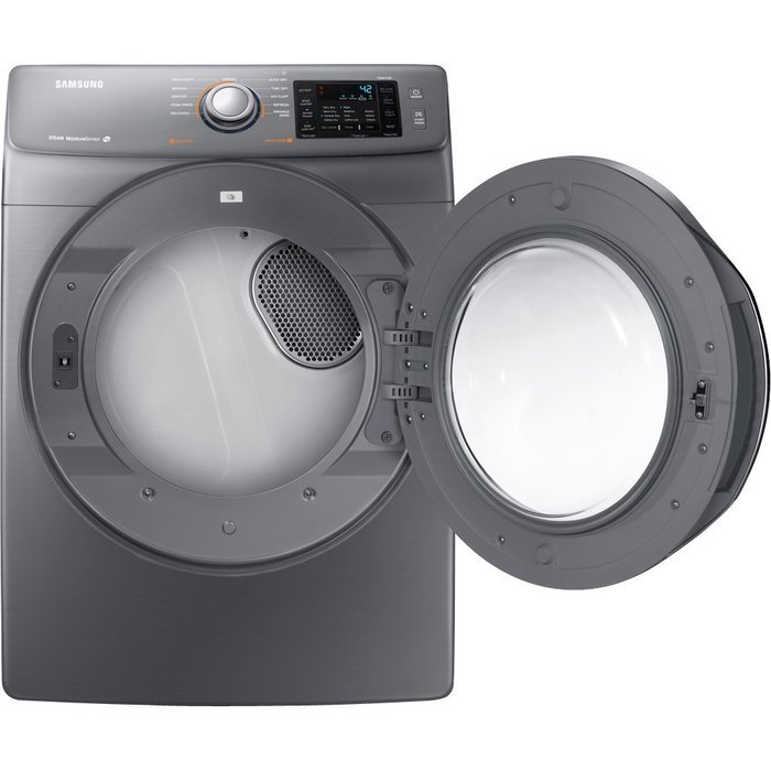 Samsung DV42H5200GP 7.5 Cu. Ft. Front-Load Gas Steam Dryer with Sensor Dry, Platinum N2