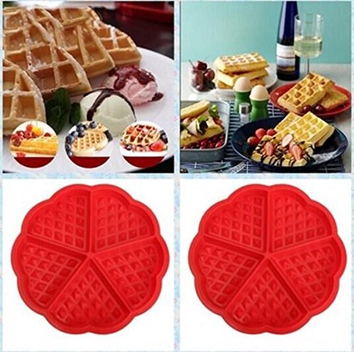 Drhob 1pcs Safety 5-Cavity Waffles Cake Chocolate Pan Silicone Mold