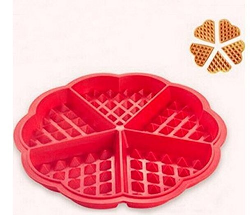 Drhob 1pcs Safety 5-Cavity Waffles Cake Chocolate Pan Silicone Mold N2
