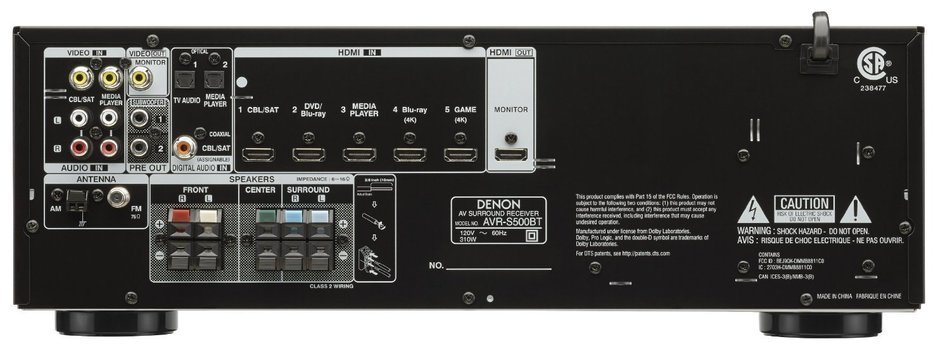Denon AVR-S500BT 5.2 Channel Full 4K Ultra HD A/V Receiver with Bluetooth + Klipsch HDT-600 Home Theater System... N2