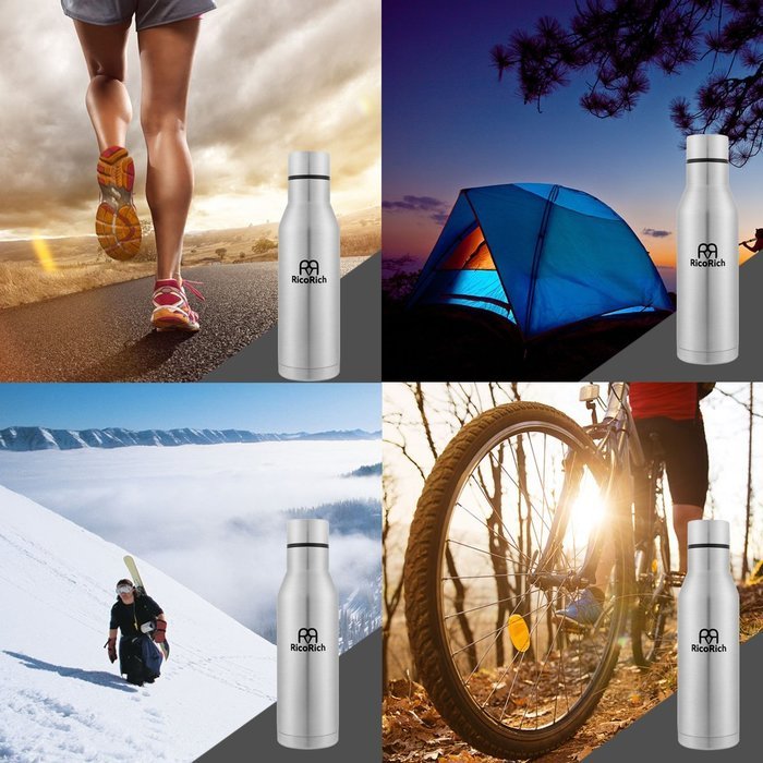 RicoRich Double Walled Vacuum Insulated Stainless Steel Sport Water Bottle,Outdoors Travel Thermoses Bottles,BPA... N9
