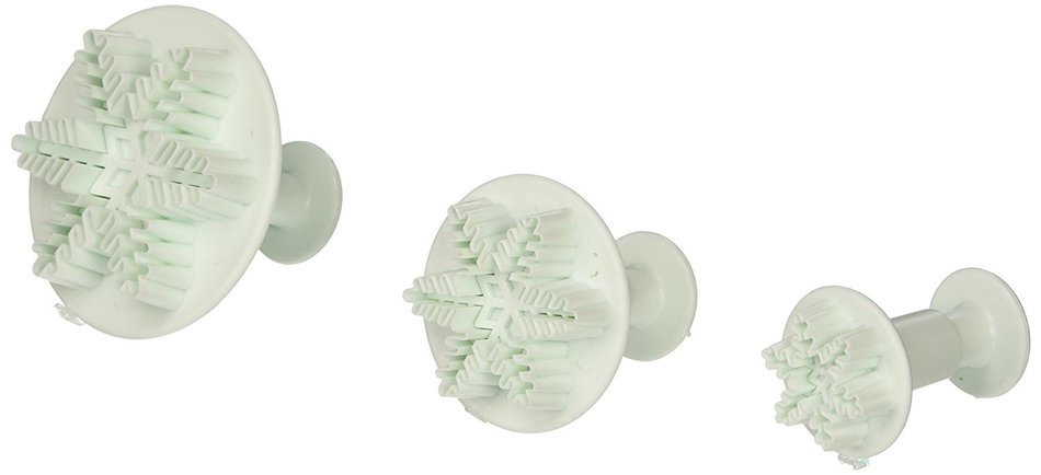 Longzang 3-Piece Decorating Fondant Embossing Tool Snow Flower Plunger Cake Cutter