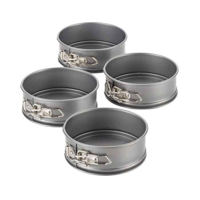 Cake Boss Novelty Nonstick Bakeware 4-Piece Springform Pan Set, Mini, Gray N3