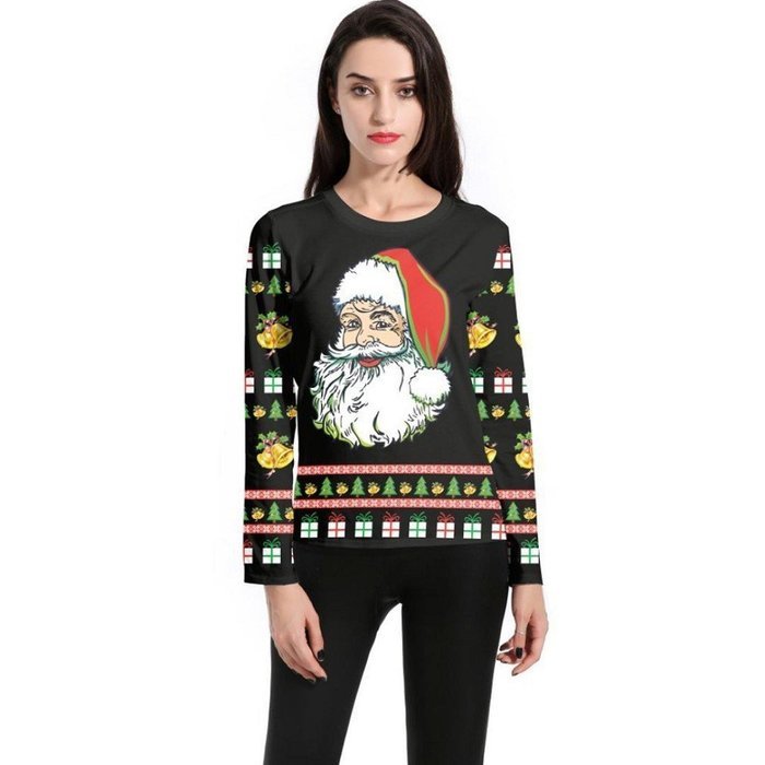 Sweatshirt,Morecome Women Long Sleeve Pullover Sweatshirt Santa Claus Christmas Tops N10