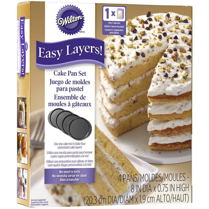 Wilton 2105-0188 4 Piece Easy Layers Round Cake Pan Set, 8" N2