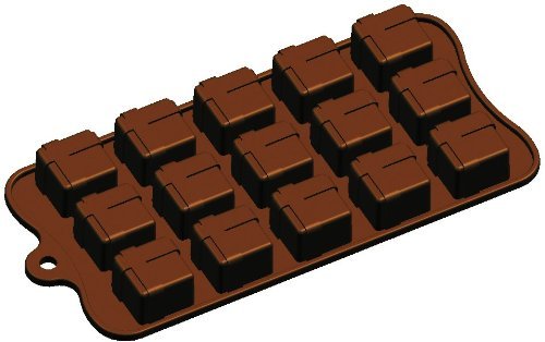 Fat Daddio's Square Gift Box Silicone Chocolate Mold, 15-Piece Per Mold