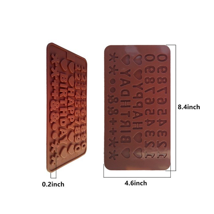 Cherryard Happy Birthday Alphabet Digit Silicone Chocolate Candy Molds