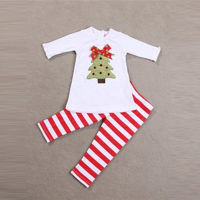 Clothes Set ,BeautyVan 1Set Kids Toddler Girls Christmas Trees T-shirt Tops+Pants Outfits Clothes (4T, White) N6