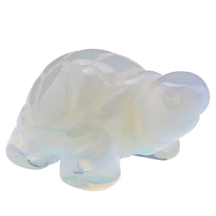 JOVIVI 1pc Natural Carved Gemstones Tortoise Figurine 1.5'' Room Decoration, with Gift Box (Opalite) N3