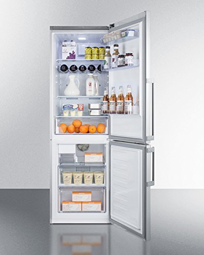 Frost-free ENERGY STAR certified bottom freezer refrigerator in stainless steel with factory installed icemaker