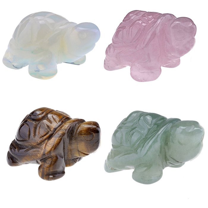 JOVIVI 1pc Natural Carved Gemstones Tortoise Figurine 1.5'' Room Decoration, with Gift Box (Opalite) N8
