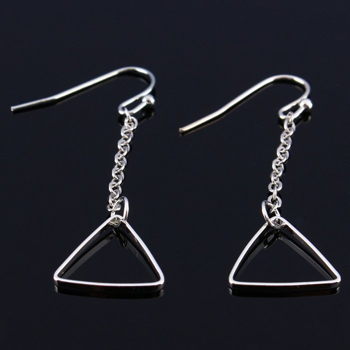 Oligex(TM) Simple Womens Jewelry Long Chain Hollow Triangle Pendant Ear Studs Earrings N6