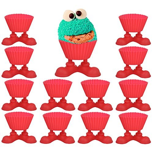 12 Red Silicone Cupcake Molds with Feet