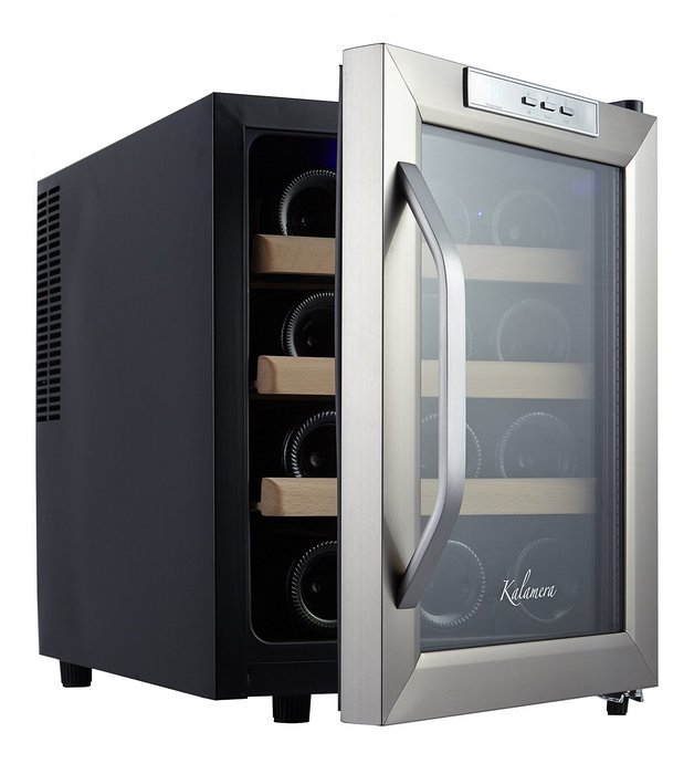Kalamera 12 Bottle Counter Top Stainless Steel Wine Cooler Refrigerator N2