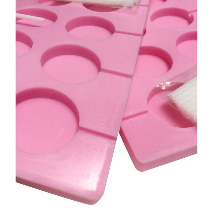 WOMHOPE Set of 2 - 12-Cavity Silicone Lollypop Mold with Sticks - Round Chocolate Candy Mold Candy Making Molds...