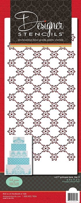 Designer Stencils C417 Princess Lace 3 Cake Stencil, Beige/Semi-Transparent